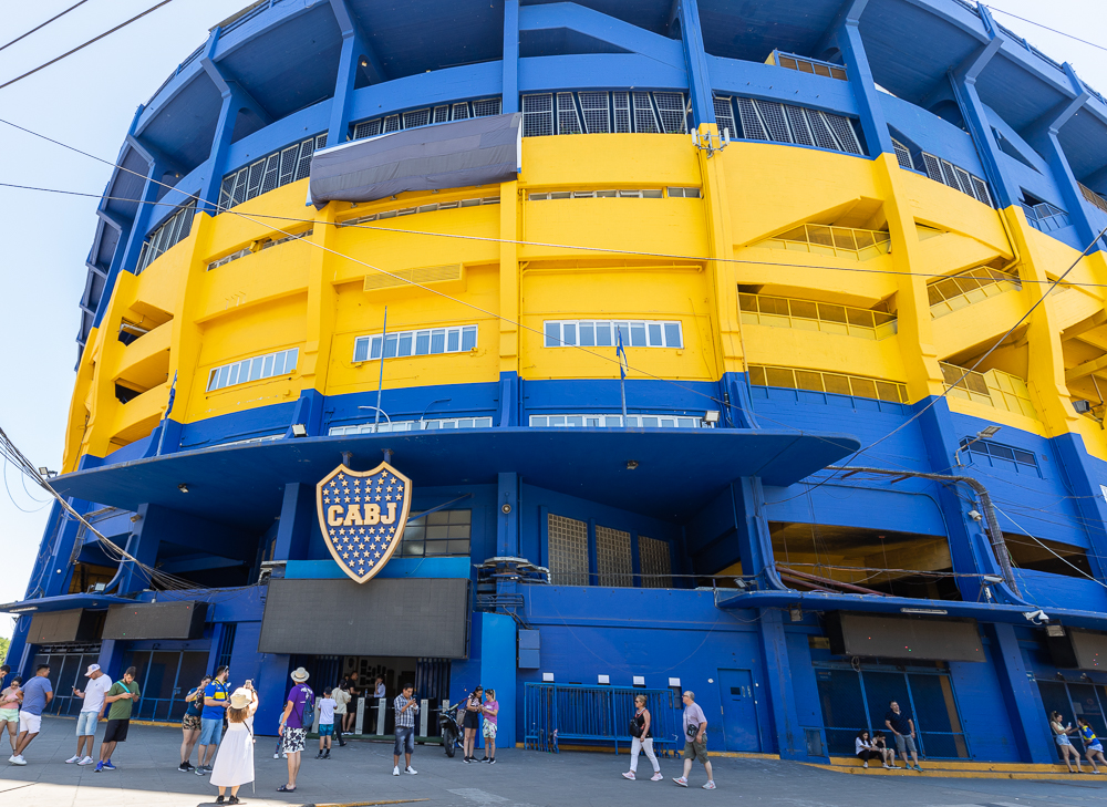 Facade of La Bombonera - The Boca Juniors Stadium in Buenos Aires; December 2022.